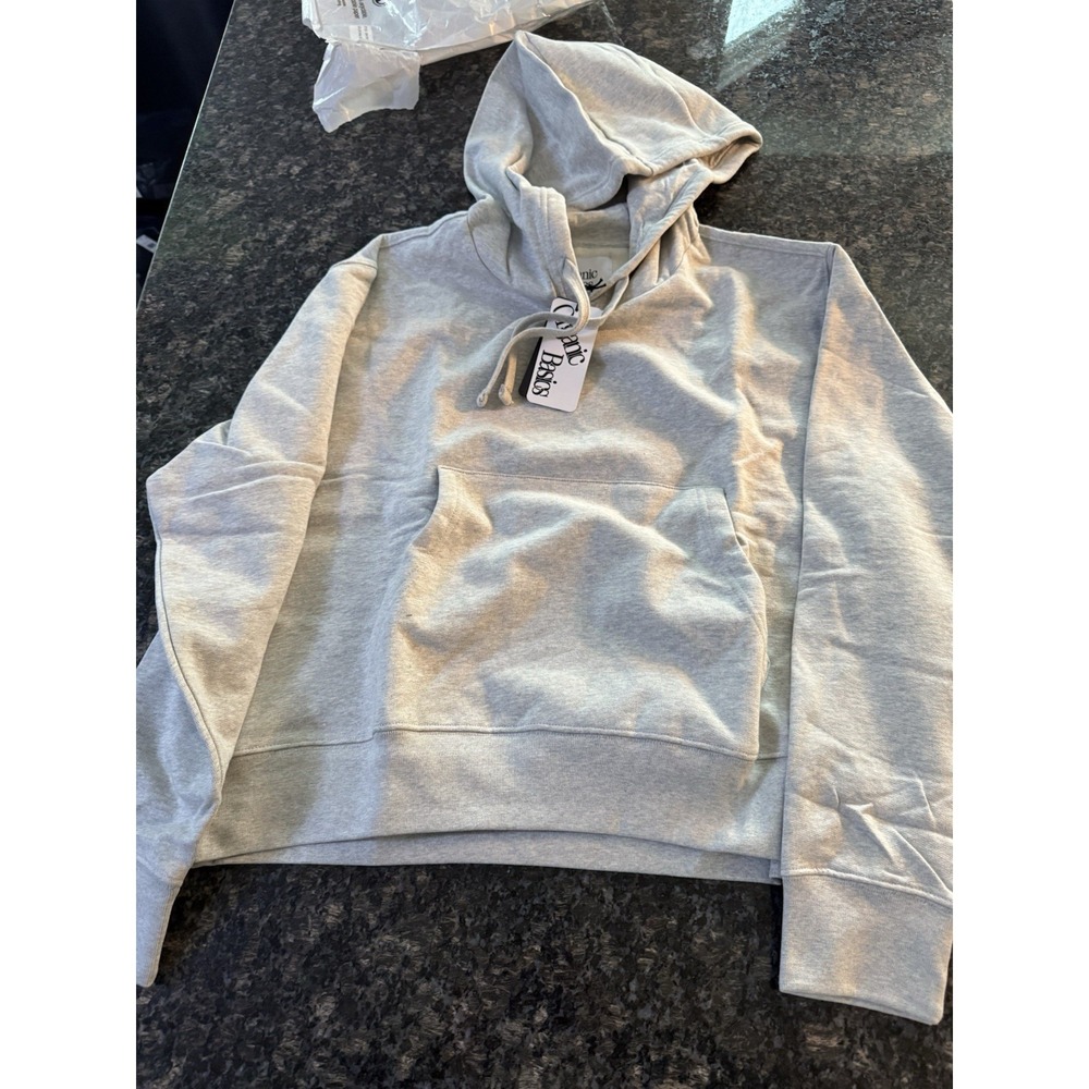 NWT Organic Basics Black Cotton Weekend Boxy Hoodie Unisex Xxl Grey Pullover